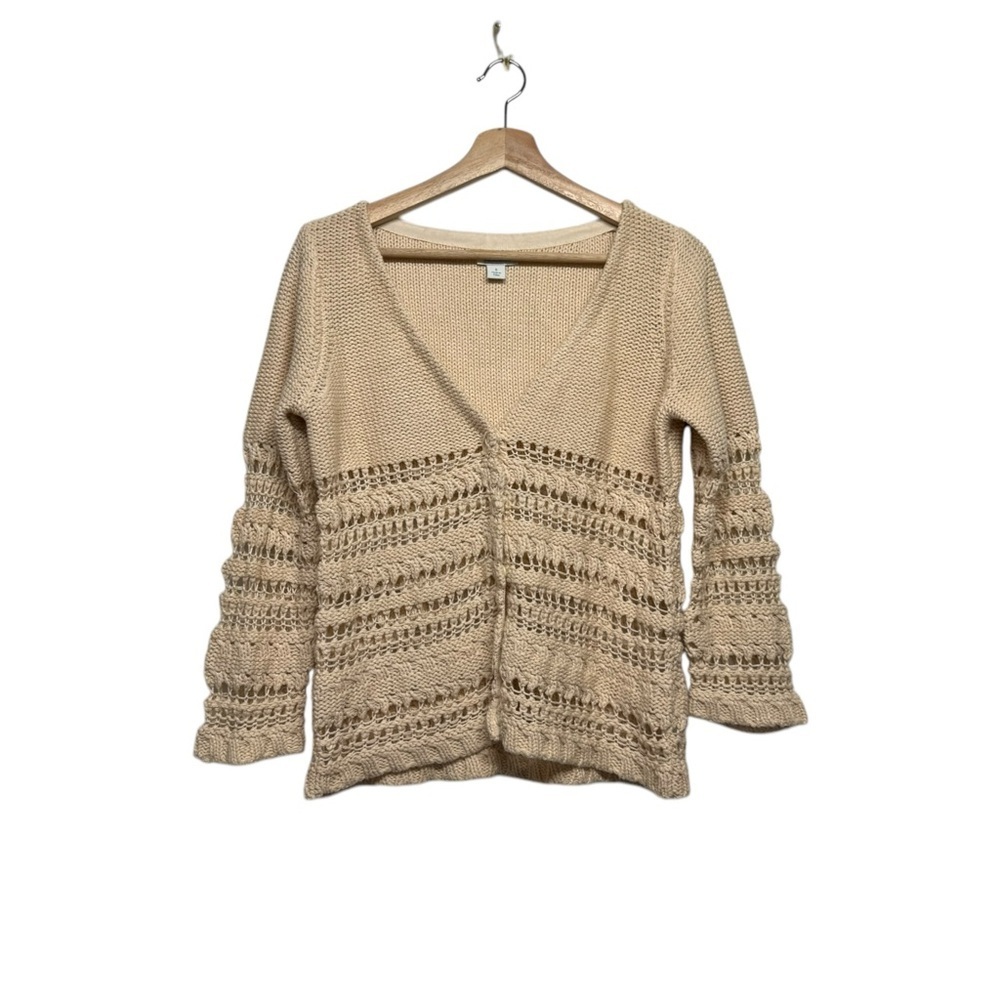 Sundance Cloudscape Button Front Cardigan Beige S - image 4